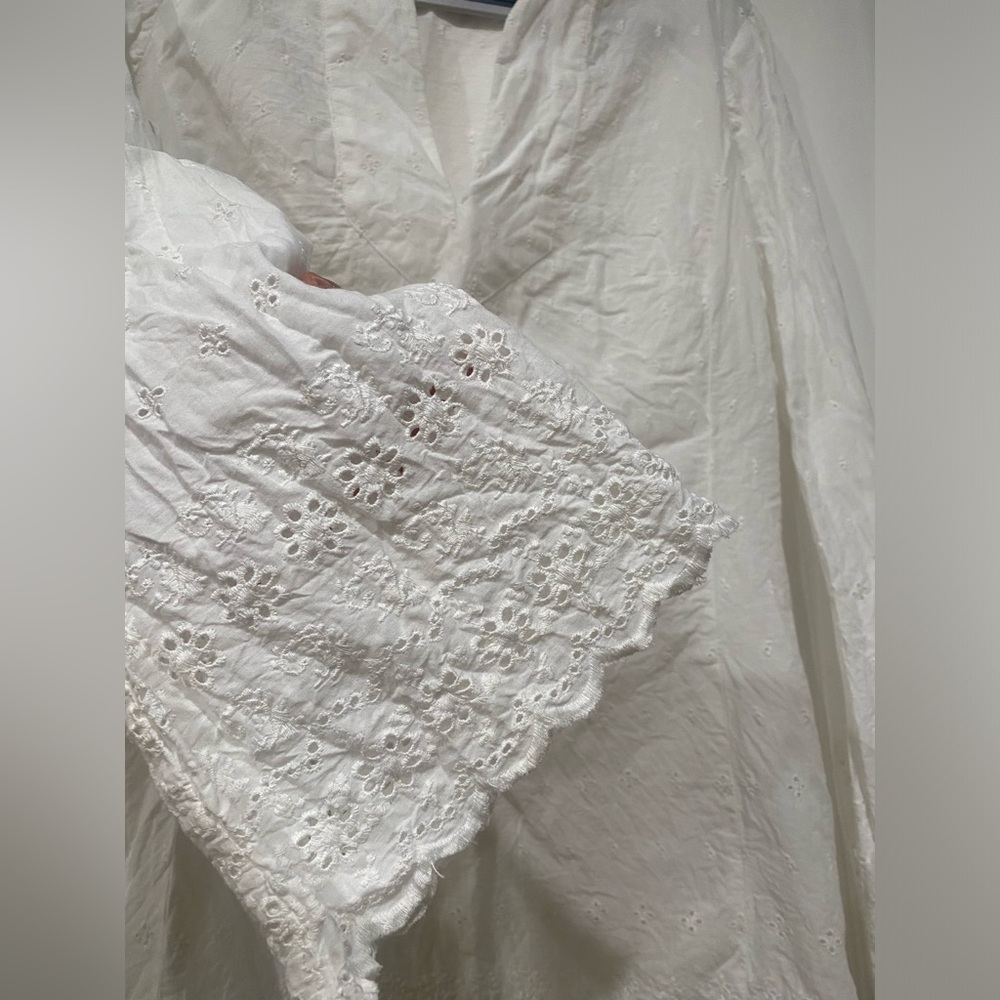 Shoshana Swimwear White Eyelet Tunic 100% Cotton Dress SzL -runs Small - Picture 3 of 9